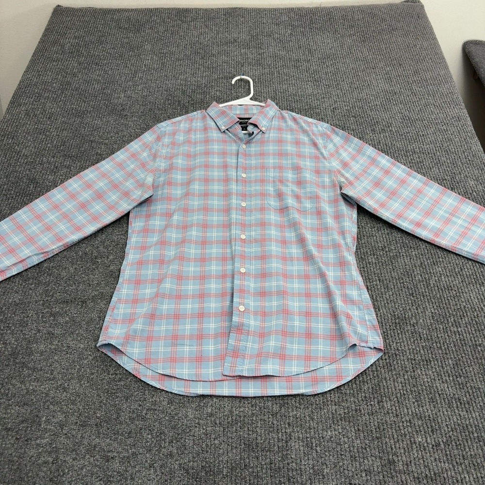 Bonobos Button Down Shirt Mens M Blue Pink Stretch Plaid Slim Fit Preppy Style